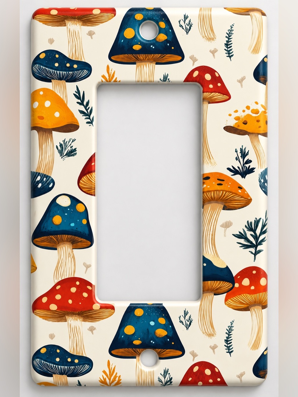 Handmade Colorful Mushroom Botanical Rocker Light Switch Cover Plate